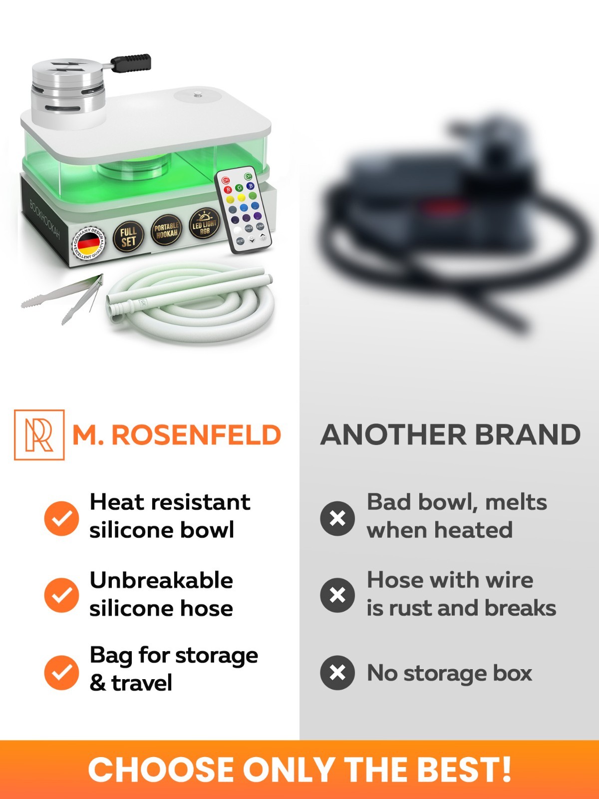 White Portable Hookah Set With Everything with Flat Hookah Box