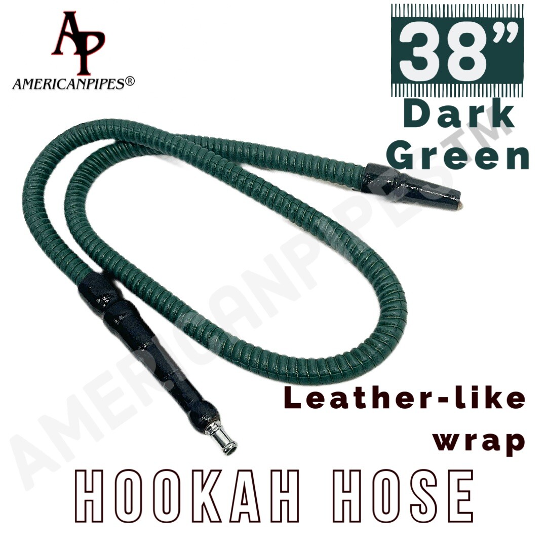 INHALE®️38 Inch Long Leather Like Wrapped Wooden Handle Hookah Hose