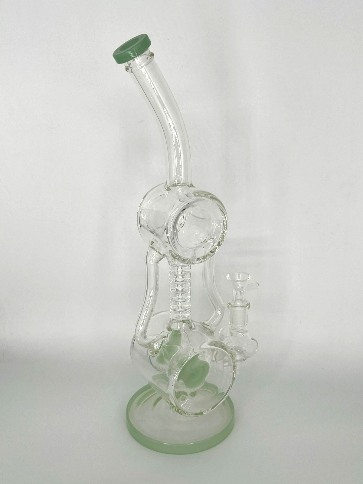 14&Prime;BIG SMOKING RECYCLER COIL & PERC BONG-14MM BOWL-2 LBS THICK GLASS-2FREE GIFTS