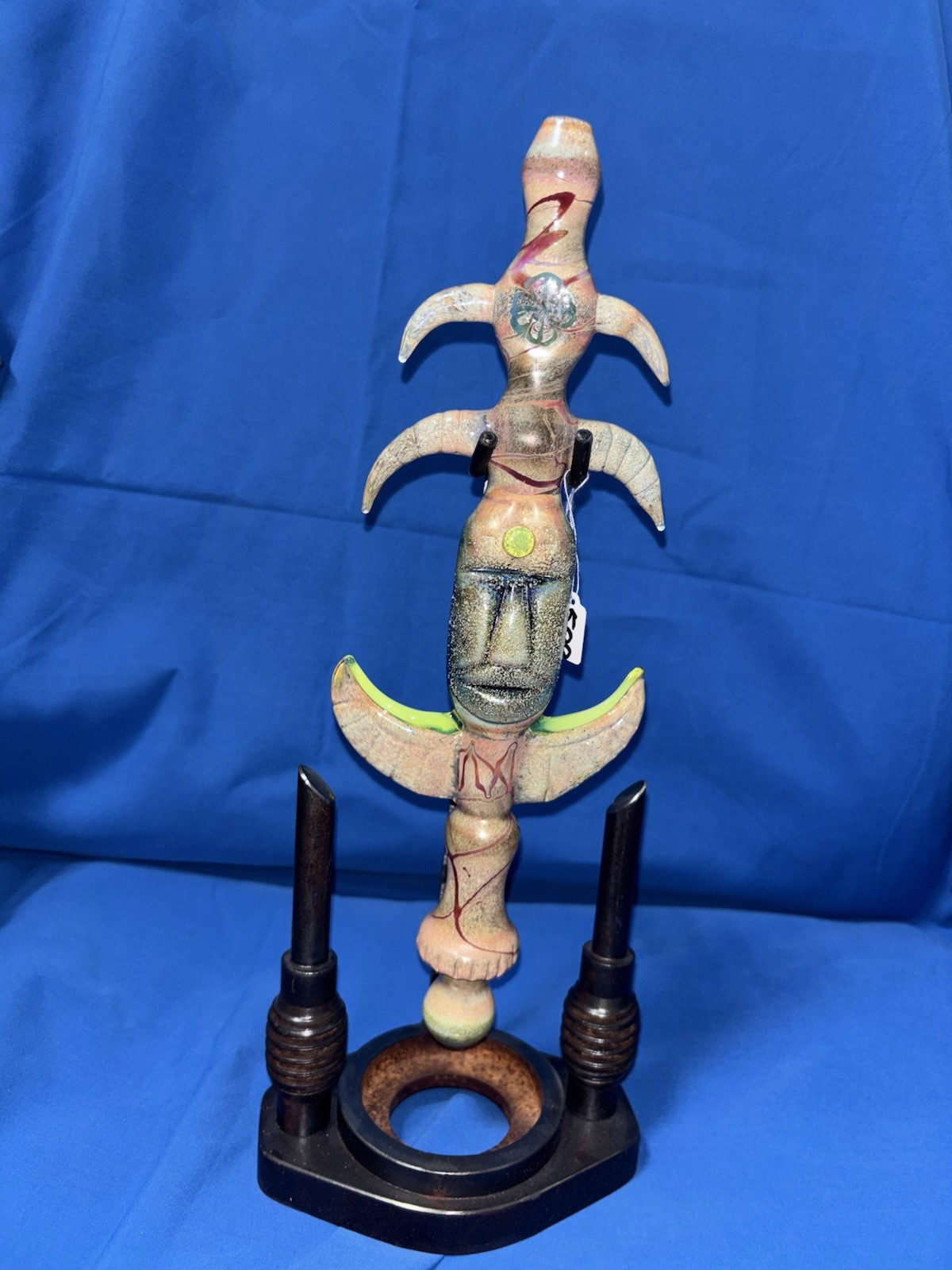Heady Glass Dry Pipe American Made Totem Pole Hookah Spoon Fumed Hammer Bubbler