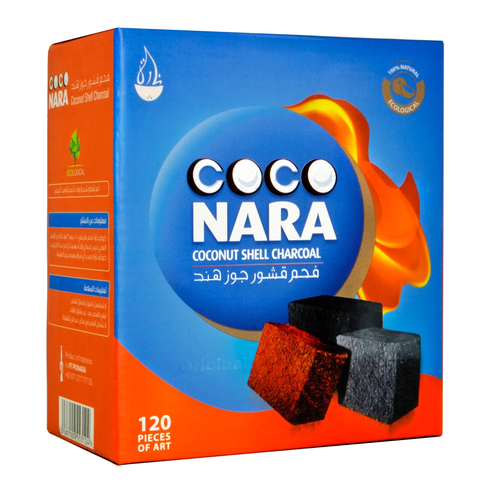 Coco Nara 120 pcs Flat Hookah Charcoal 100% Natural Coconut Shell Coconara Coals