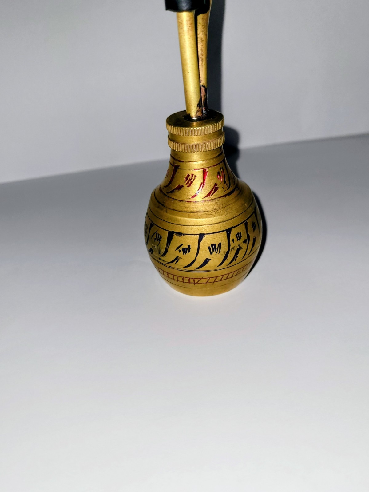 VINTAGE BRASS POCKET HOOKAH Water Pipe India Etched/Painted Handmade Pipe