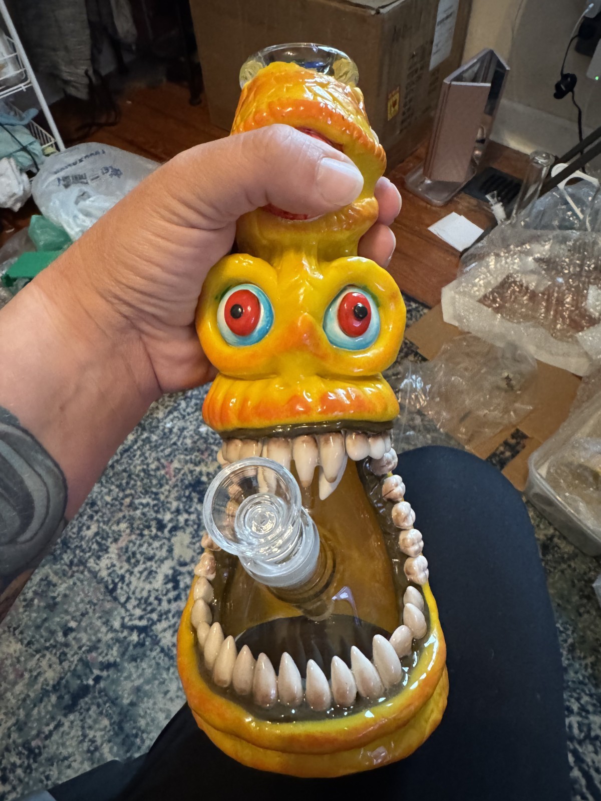 Bong Monster Rasta Zombie Glow in the Dark Beaker Bong Hookah Glass Water Pipe