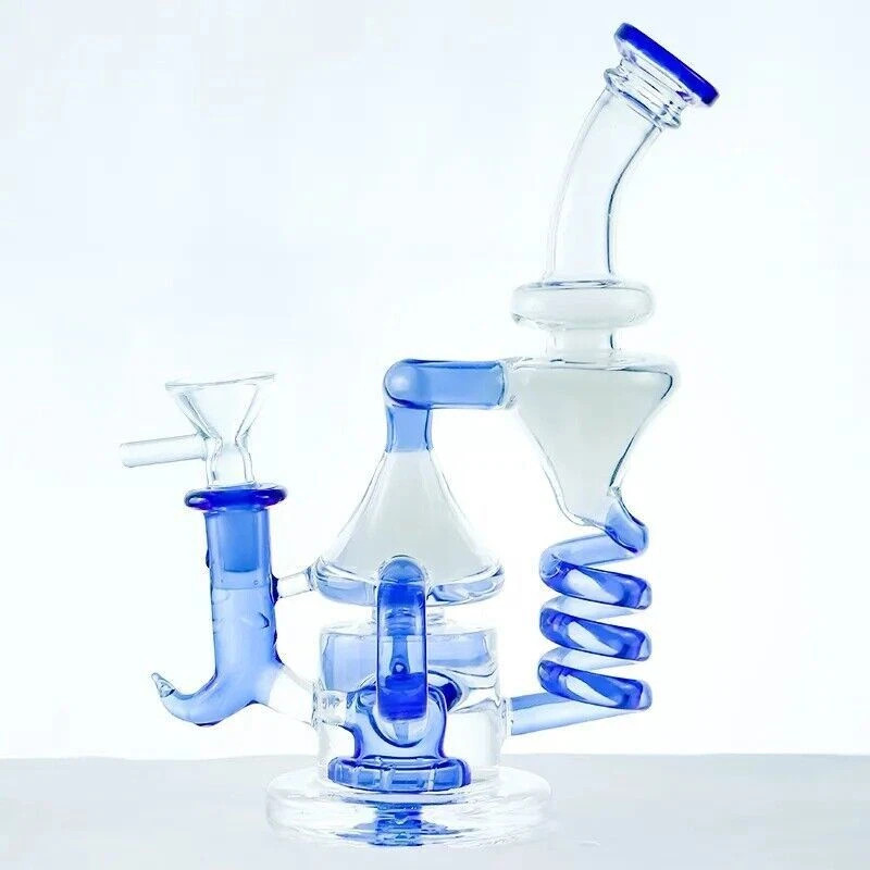 Unique Glass Recycler Bong Smoking Water Pipe Bubbler Tornado Hookah W/Bowl