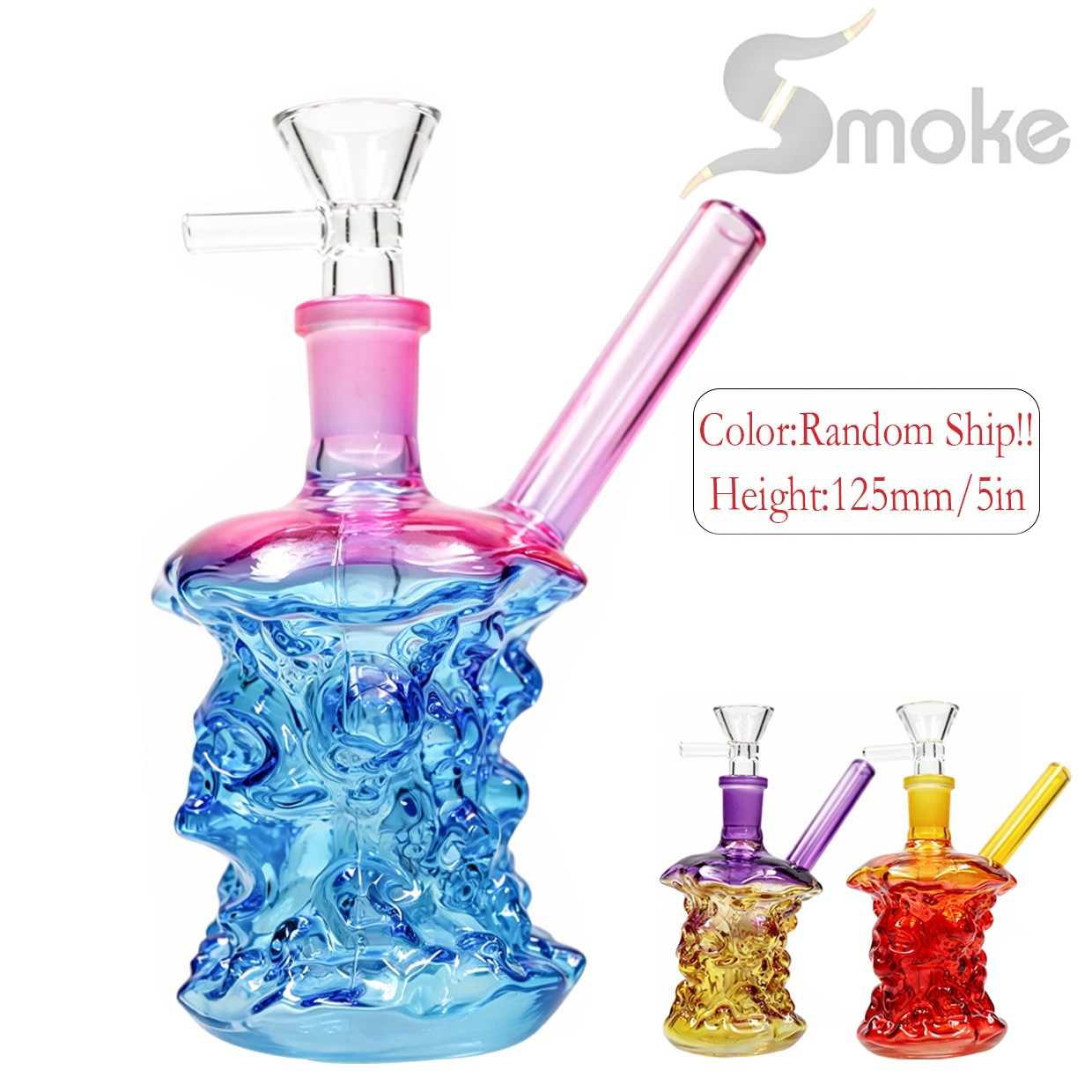 Random Skull 5INCH Glass Bong Water pipes Smoking Bubbler Bongs Hookah 14mm Bowl