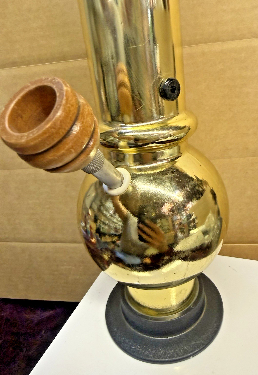 VTG Sarah’s Family RARE GOLD Hookah Pipe Unused Wood Bowl