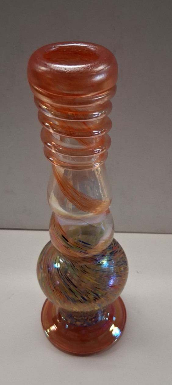 9&Prime; HEAVY SOFT GLASS WATER PIPE BONG HOOKAH BUBBLE PULL BOWL CARB ORANGE 85