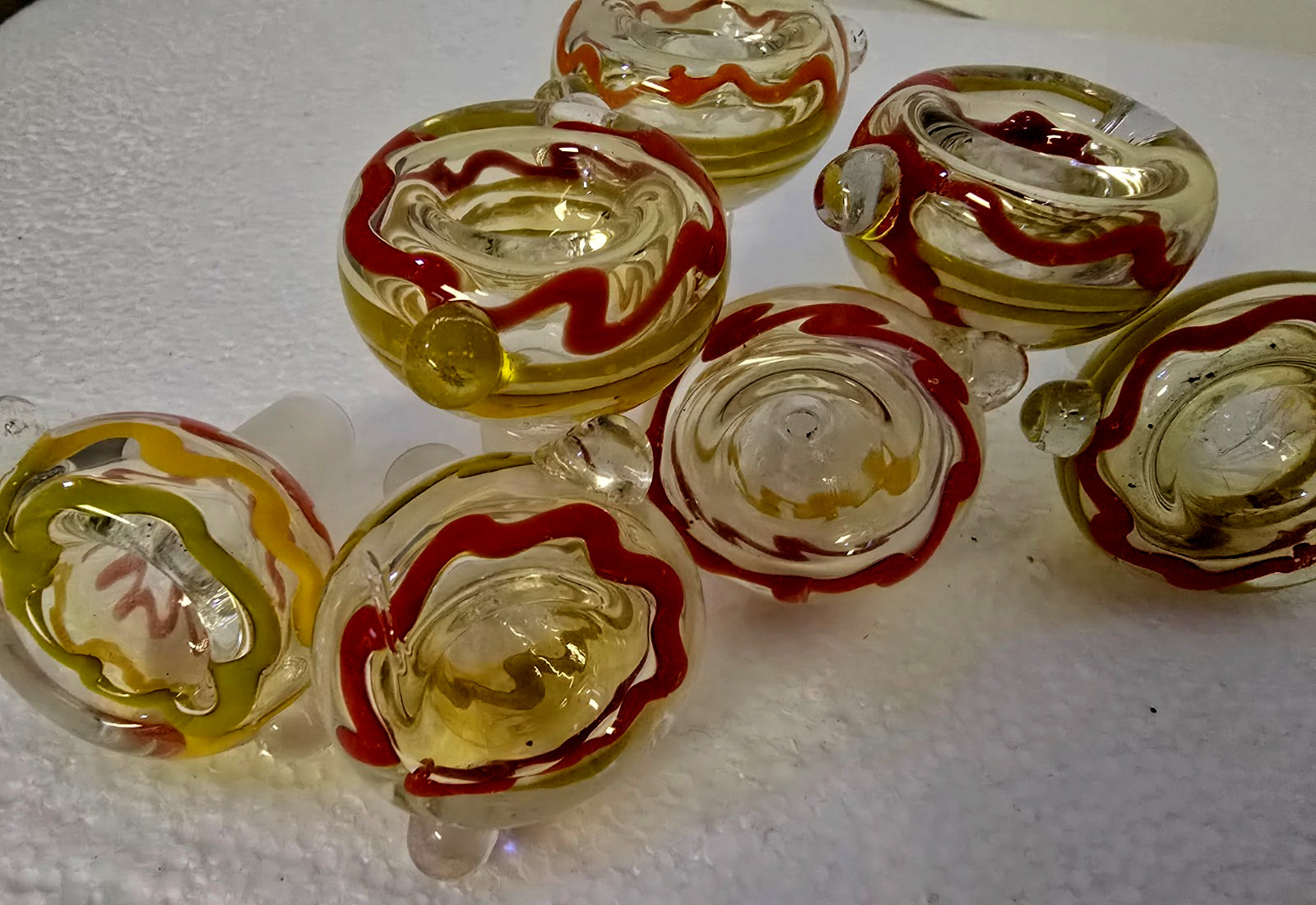 Multi Colors Swirled Thick Glass Male Bowl & Stem (14/15mm) for Hookah