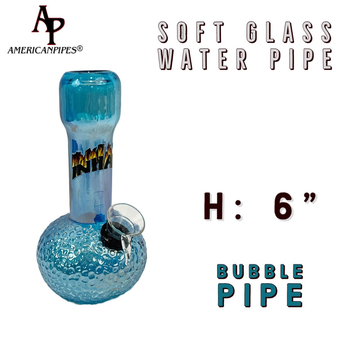 6” Little Bubble Water Pipe/ Heavy Soft glass Pipes By INHALE & AmericanPipes