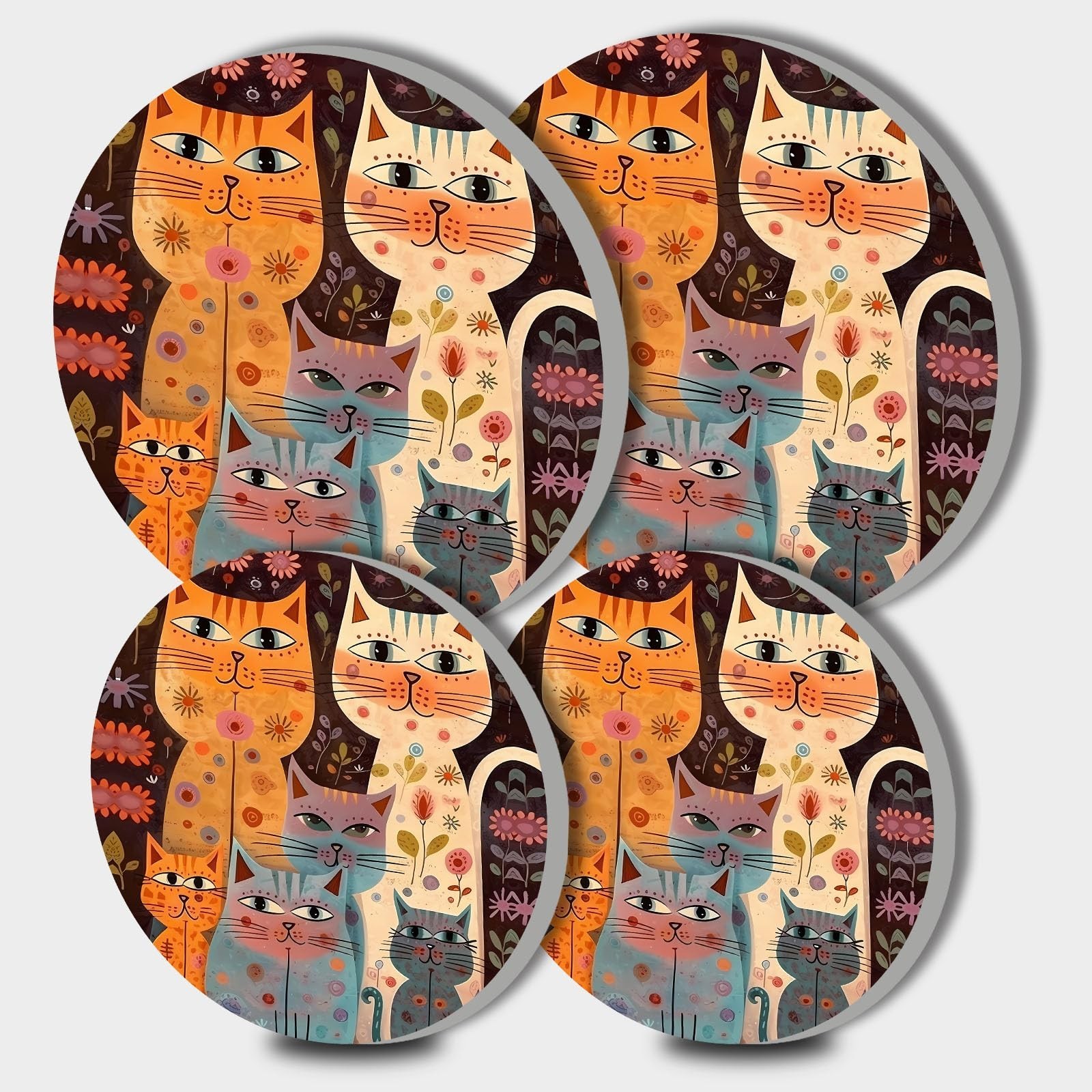 Tucocoo Abstract Cats Electric Stove Burner Covers, Set of 4 Round Stove Burn…