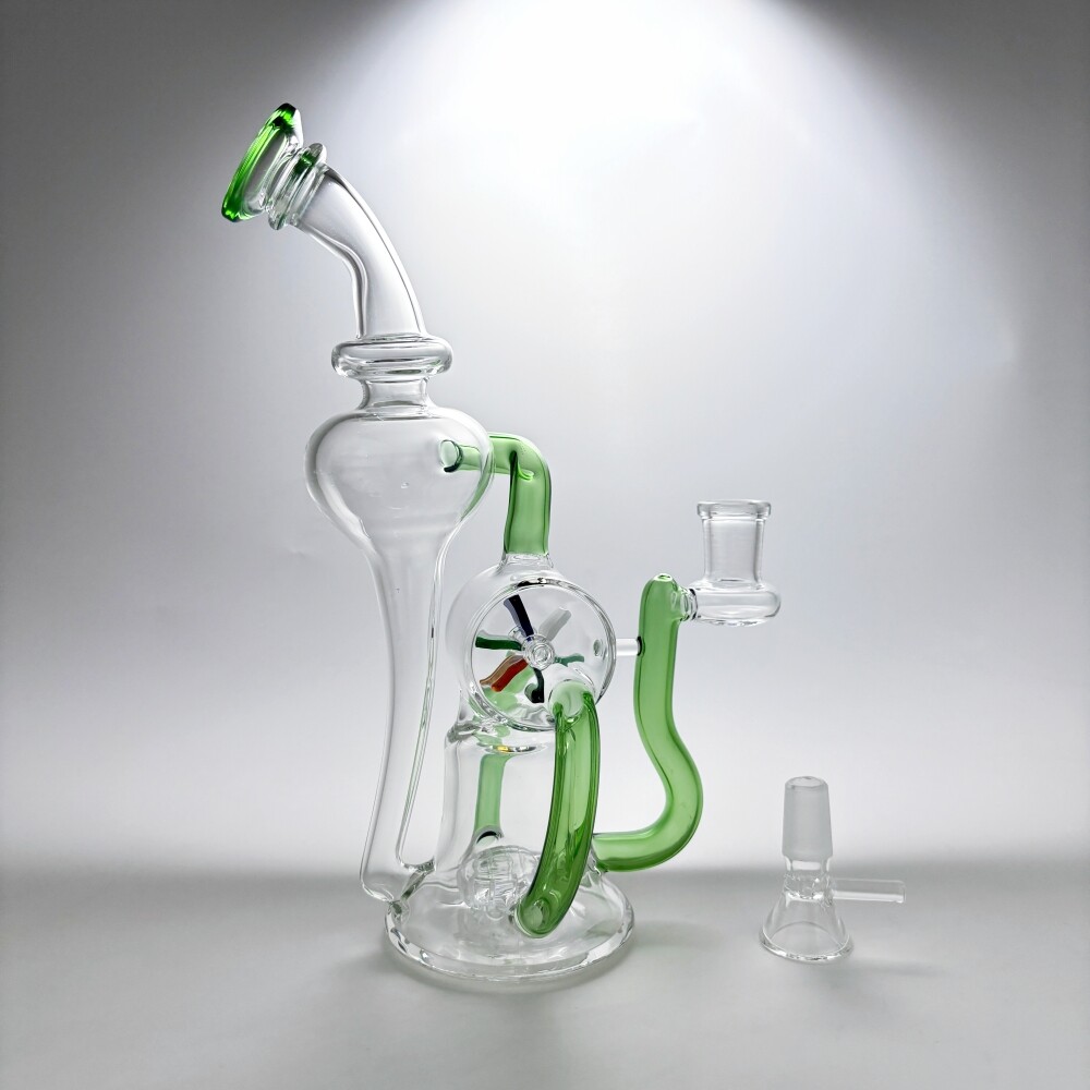 9 » Windmill Recycler Glass Bong Smoking Water Pipe Hookahs Bubbler w/14mm Bowl
