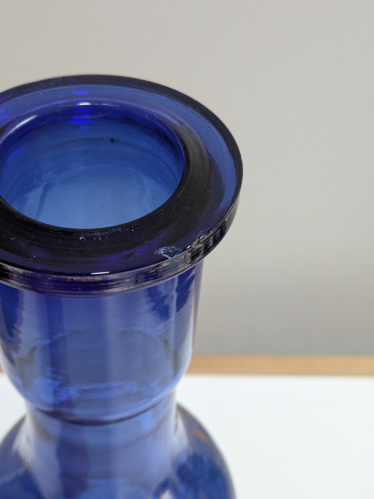 12&Prime; Cobalt Blue Glass Hookah Base & Egyptian Art Silicone Grip, Vintage Bohemian