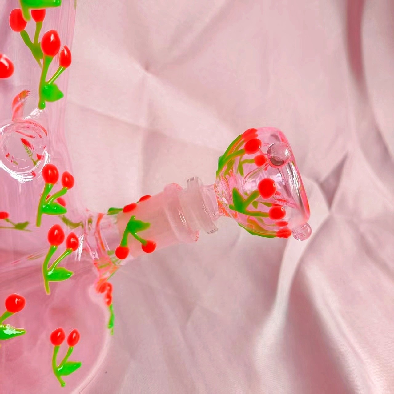 10&Prime; Glow in the dark Cherry Glass Bong Smoking Hookah Perc Water Pipe Beaker