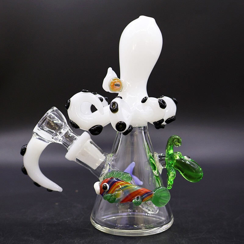 5.7&Prime; White Octopus Glass Bong Gravity Beaker Hookah Percolator Tobacco pipe W/B