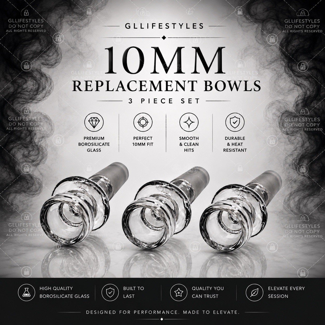 Pack Of (3) 10MM MALE JOINT CUP BOWLS, Replacement Parts For Grav, MAV, Diamond