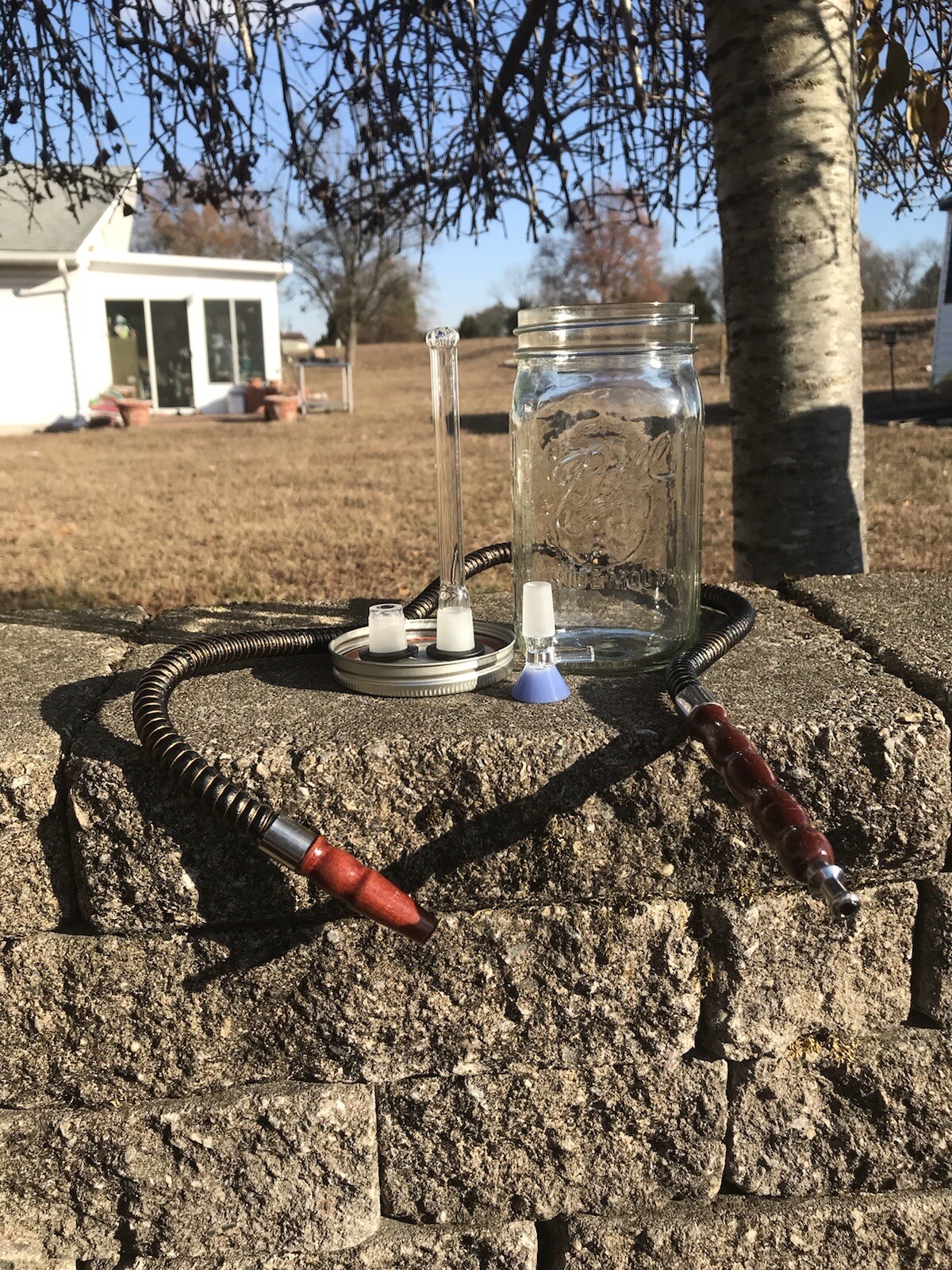Showerhead Downstem Mason Jar Hookah 32oz 19/14mm Thick Bowl Bong Water Pipe