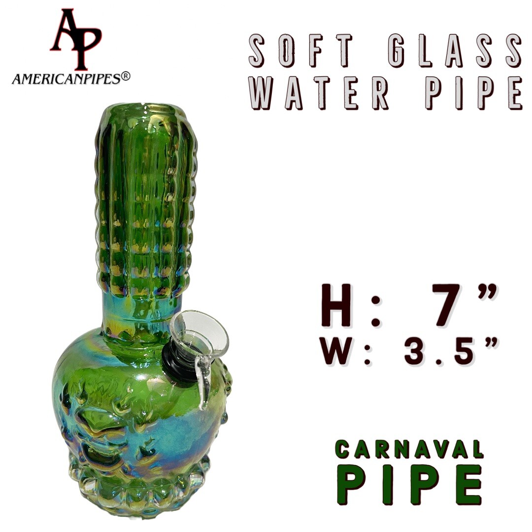 7” Carnaval Water Pipe/ Heavy Soft glass Pipes By INHALE & AmericanPipes