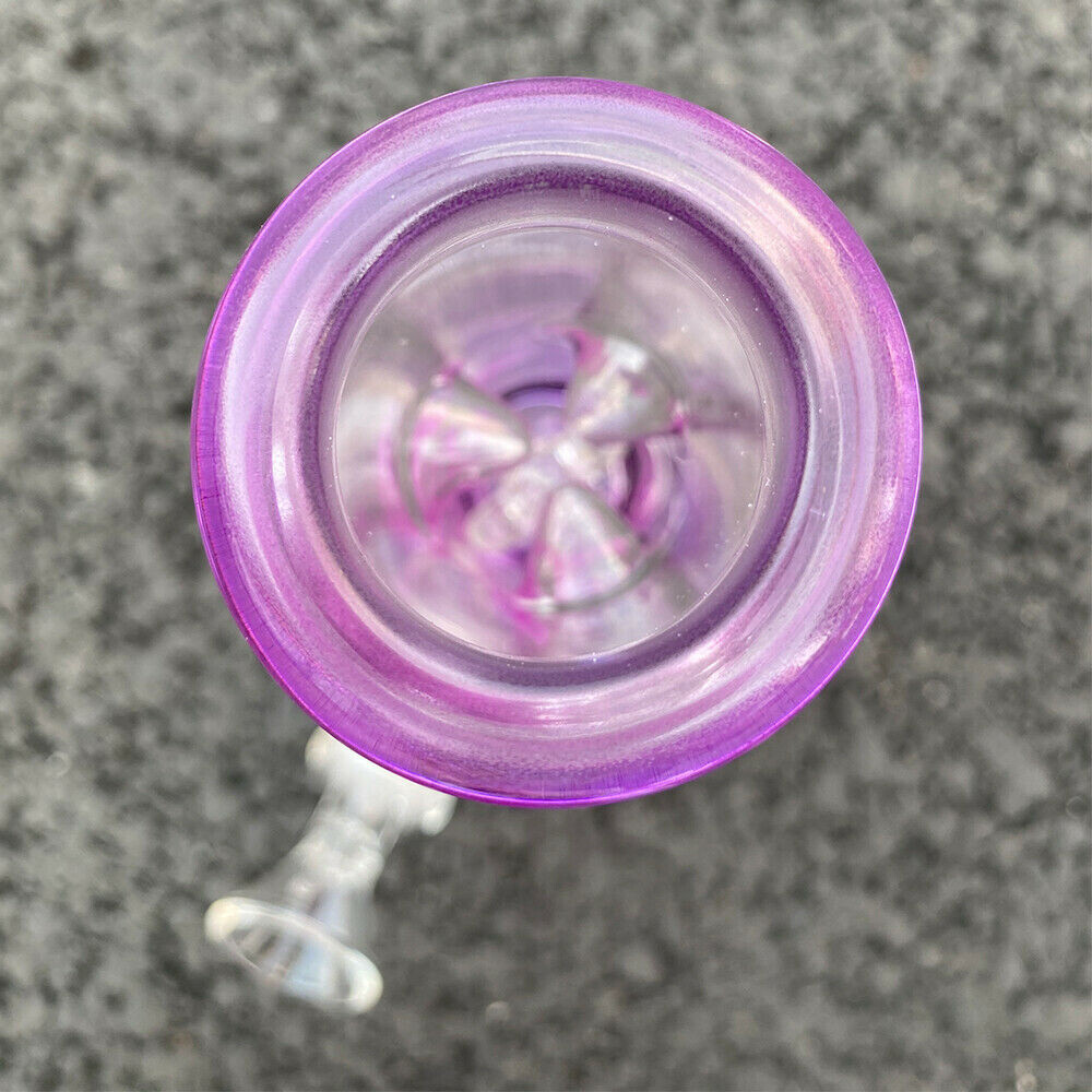 10&Prime; Purple Glow in the Dark Glass Bong Tobacco Bubbler Smoking Water Pipe W/Bowl