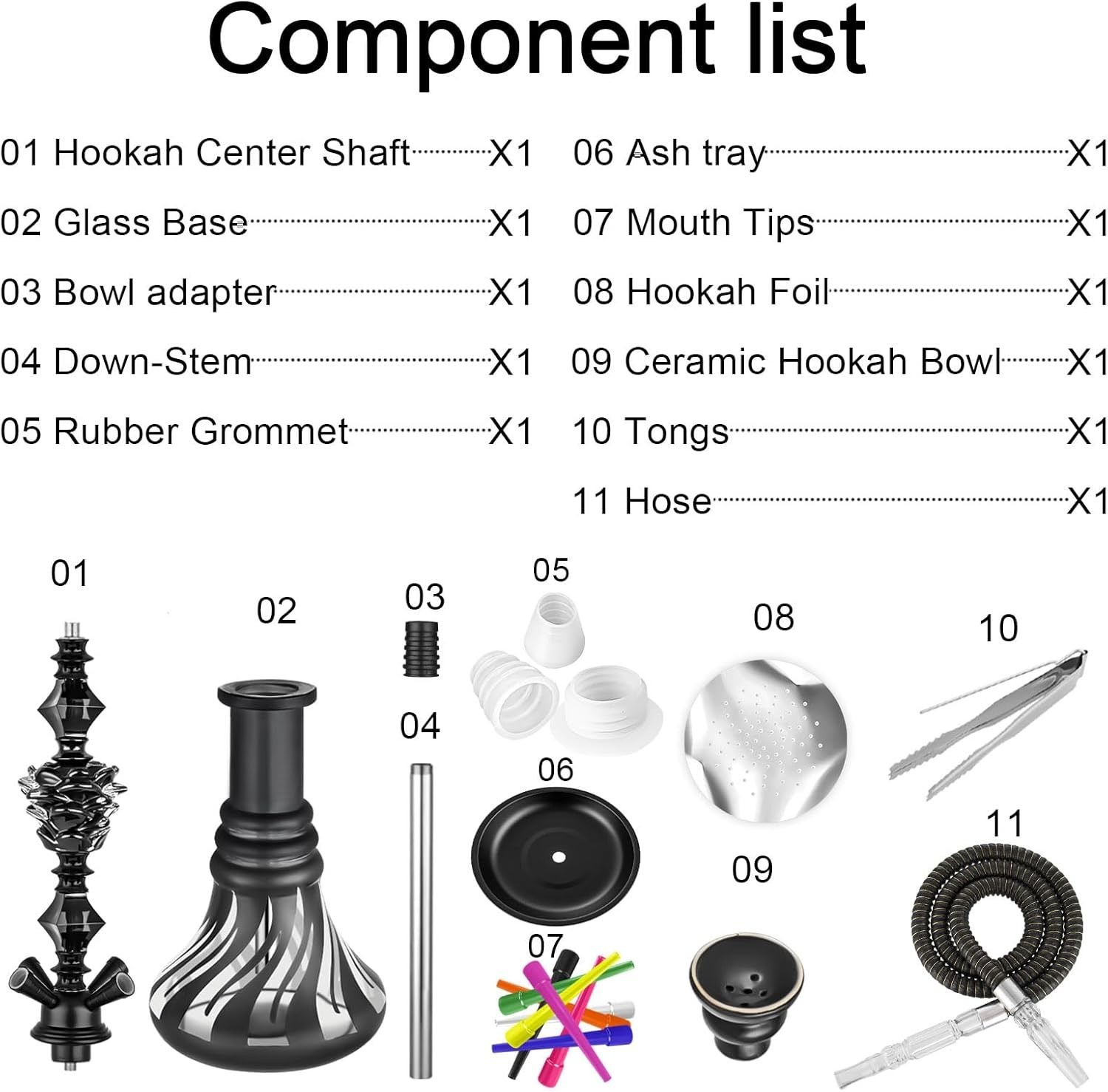 Hookah Set 4 Hose 21 » Hookah Set With Everything-Glass Vase, Hose, Ceramic Bowl