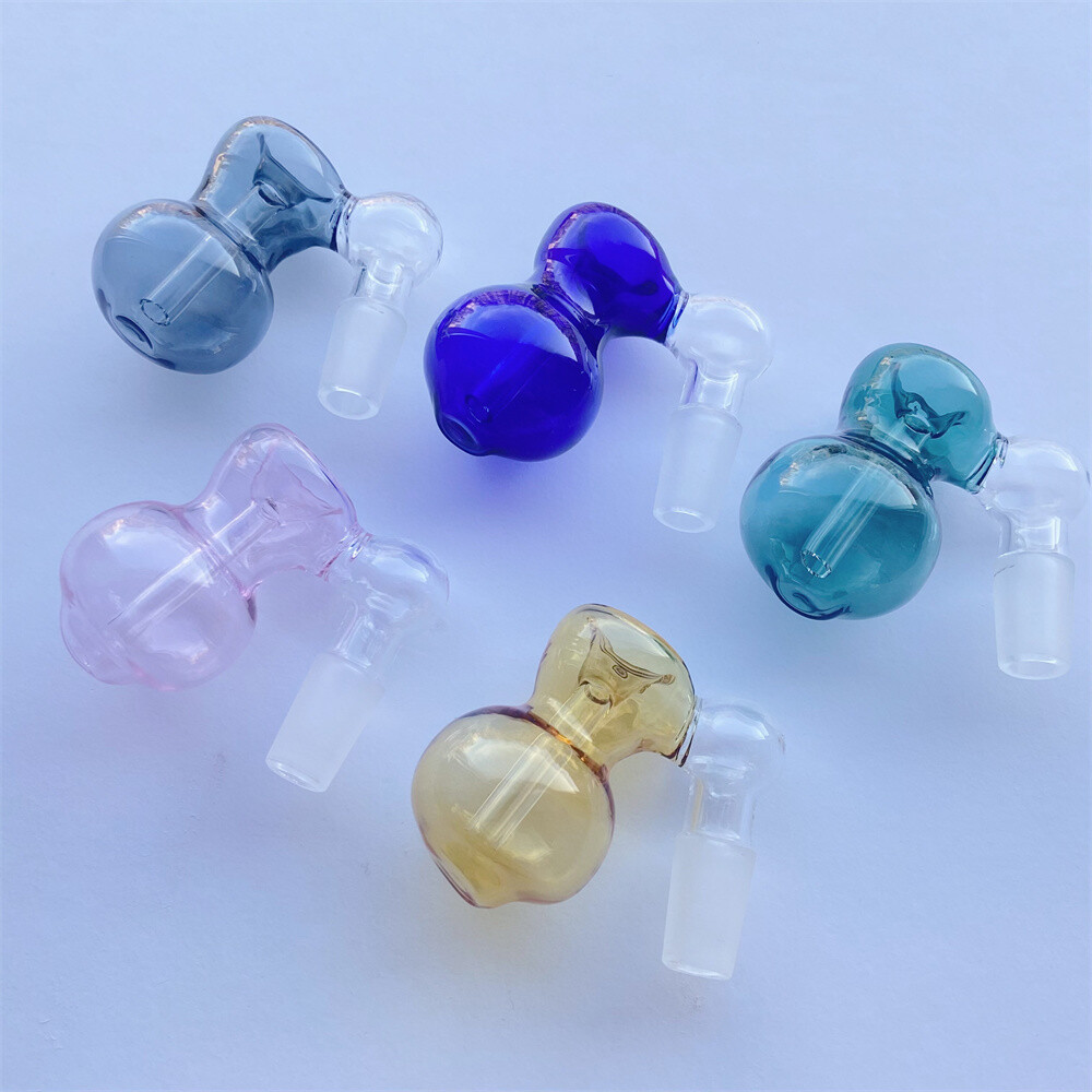 2pcs MINI 14mm 45° Glass Ash Catcher Bong Gourd Bowl Percolator Bubbler Colorful
