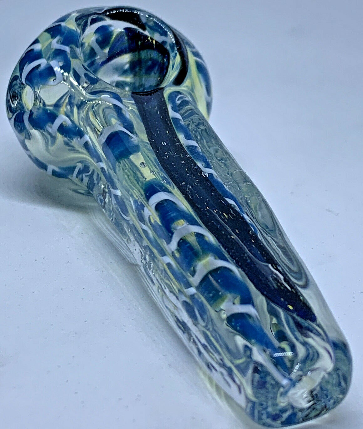 3.5” ROPE WORK HEAVY SPOON HAND PIPE TOBACCO SMOKING BOWL USA BLOWN GLASS HITTER