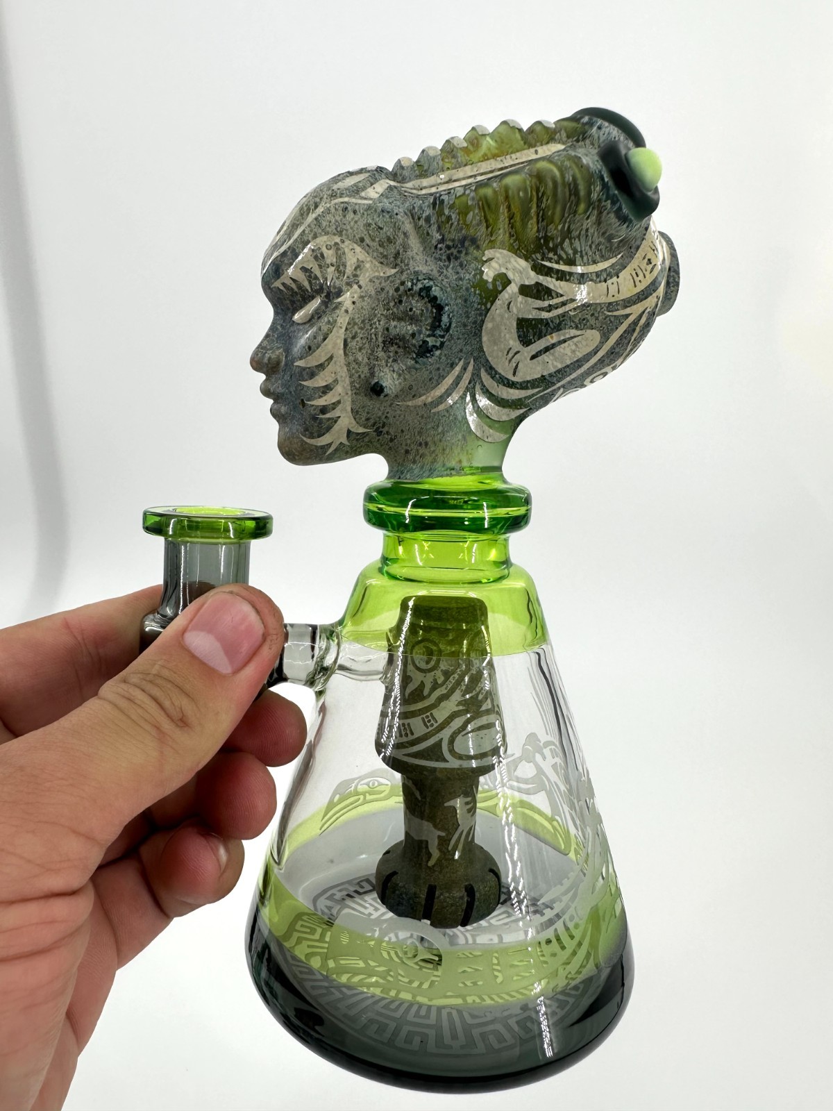 12&Prime; Black Skull Bubbler Glass Water Pipe Bong Perk 14mm Bowl Tobacco Hookah