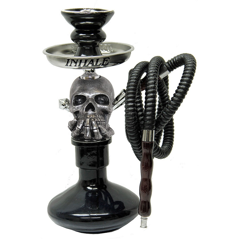 13&Prime; Skull Head Hookah Halloween Shisha Pipe Complete Set with Interlock System