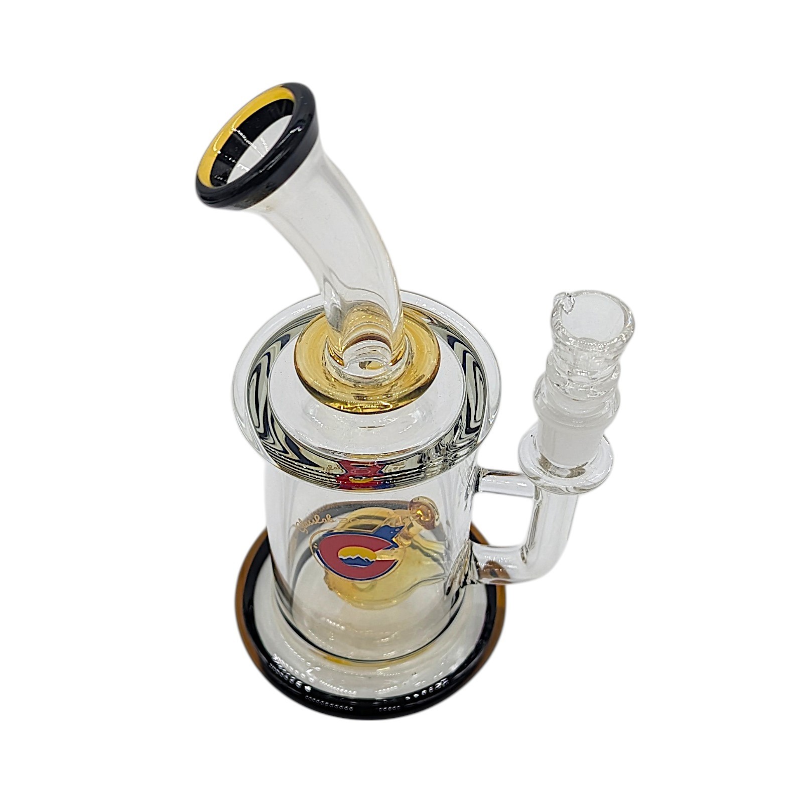 GlassLab303 Waterpipe Handmade Bong Glass Piece 7.5” Silver Fumed Sculpted