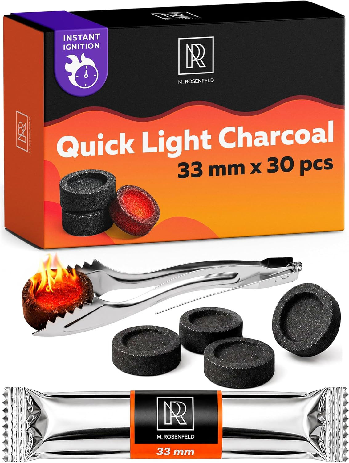 30 Pcs Charcoal Discs to Burn Incense – Hookah Charcoal Hookah Coals for Hookah