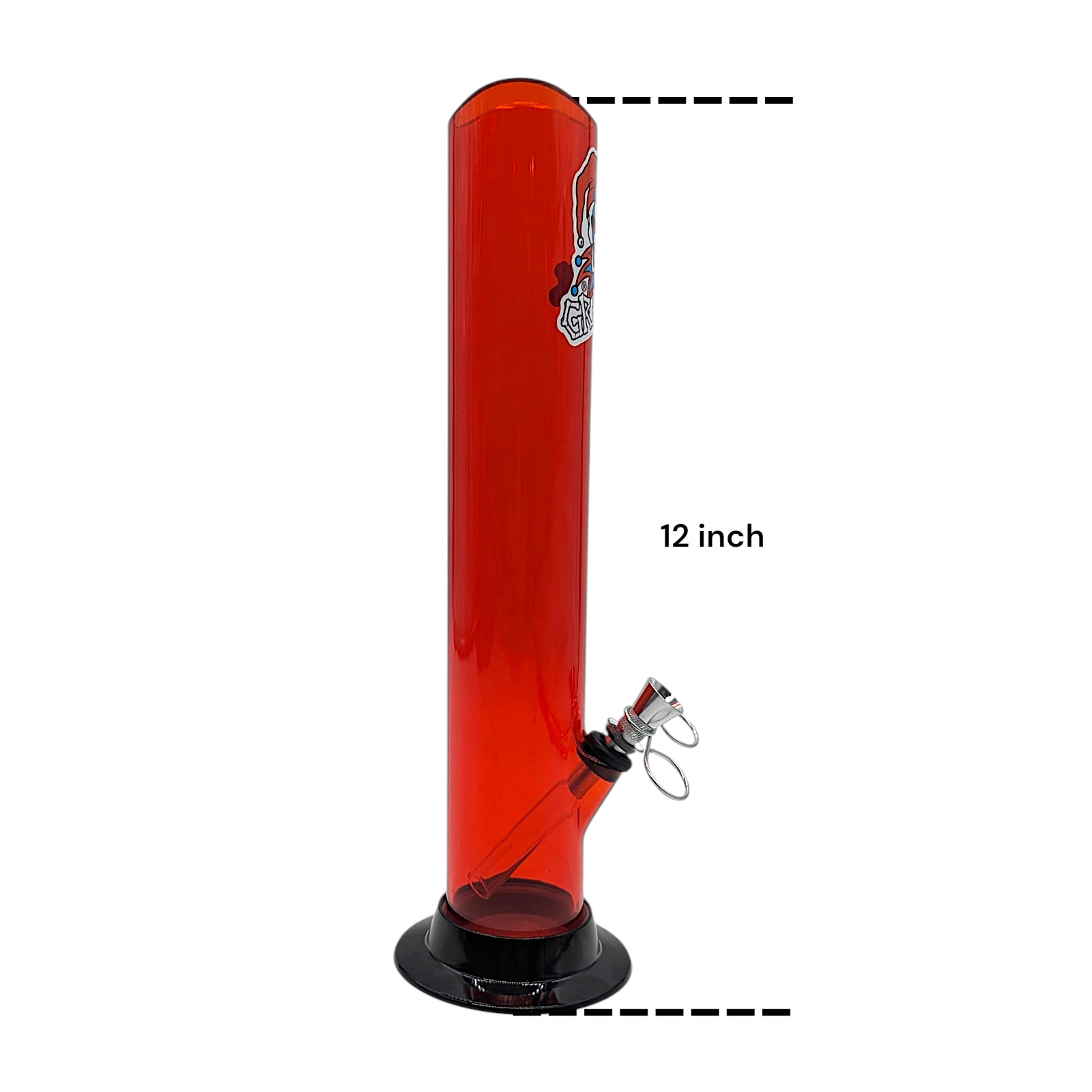 12&Prime; Graffix Acrylic Waterpipe Bong Classic Straight Metal Pull Stem Bowl