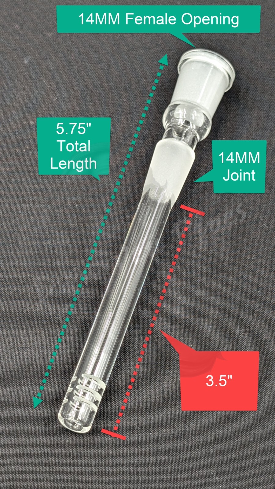 3.5&Prime; 6 Cut Glass Water Pipe Downstem 14MM Male to 14MM Female Opening