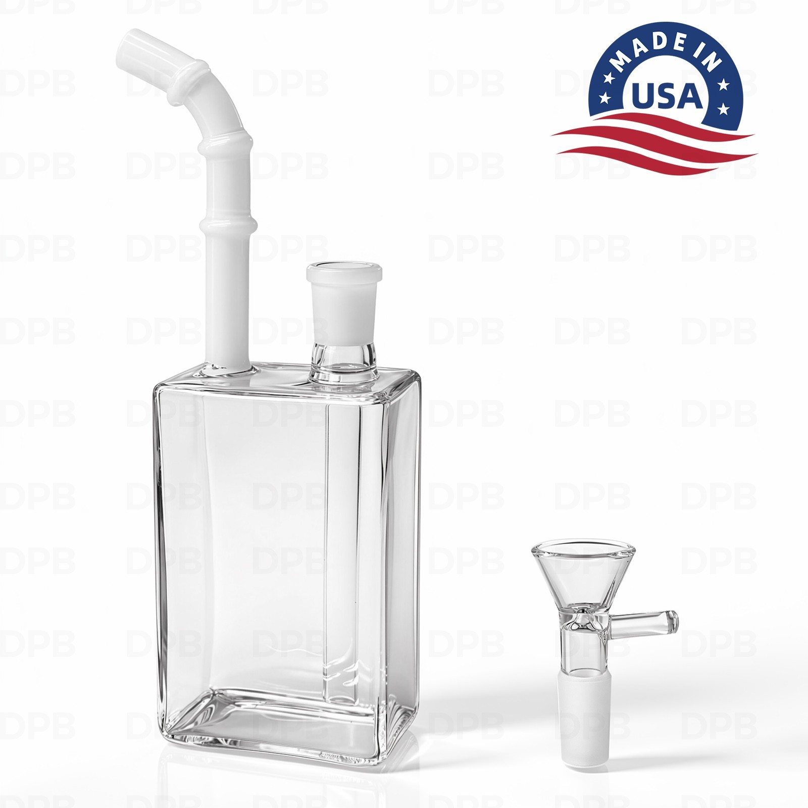 8  » Heavy-Duty Glass Bong, Glass Water Pipe, Smoking Pipe, Square box, 14mm Bowl