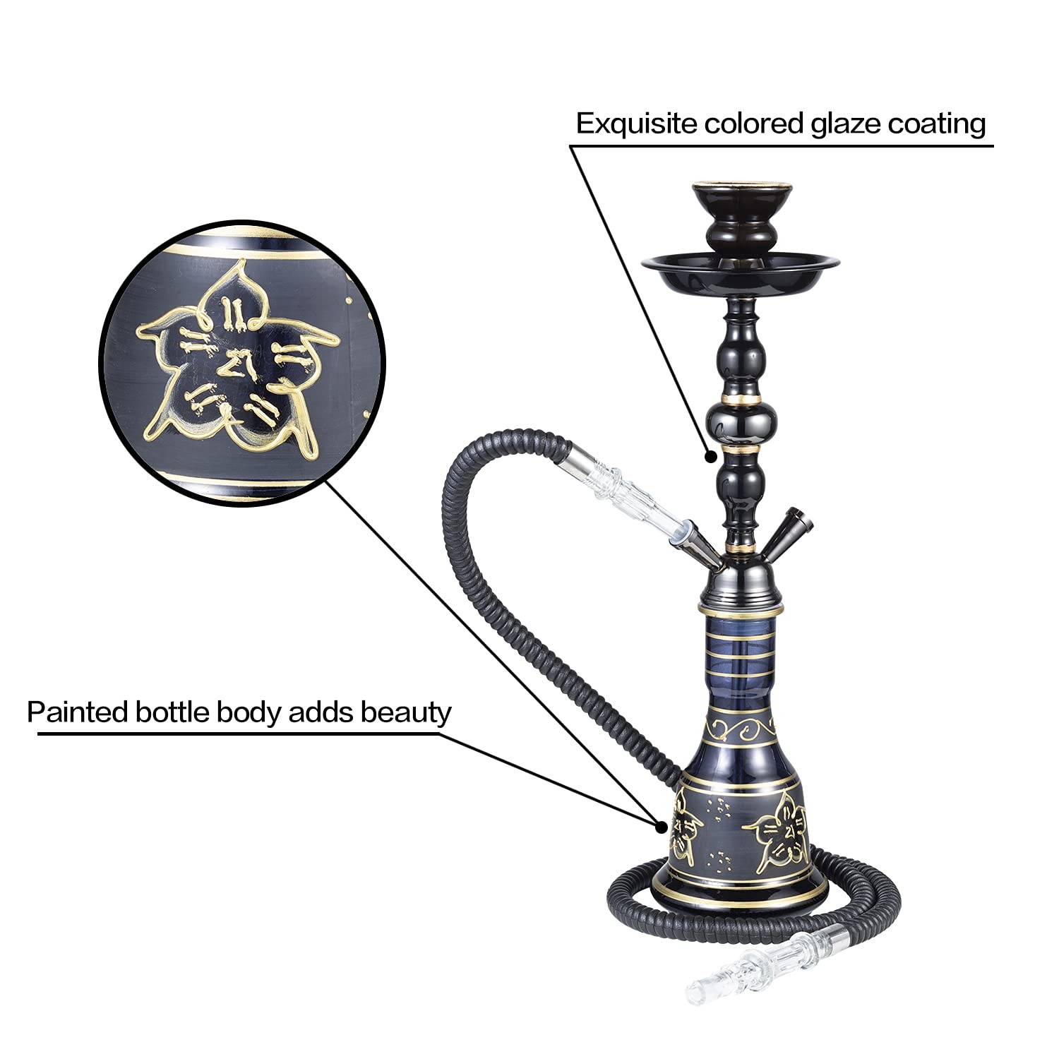 20&Prime; Hookah set – 2 Hose Premium Shisha Kit 1 Count (Pack of 1), Black