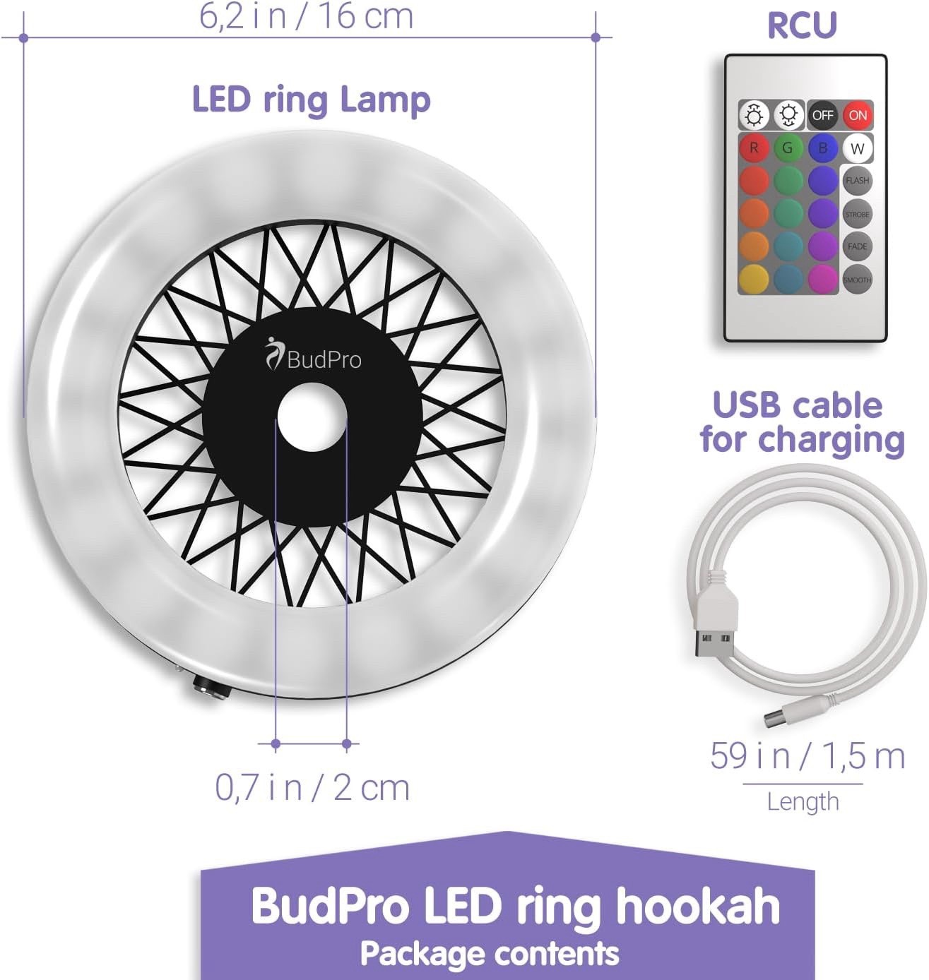 § Hookah LED Light RGB 16 Colors Lighting Hookah Round Lamp Panel With Remote