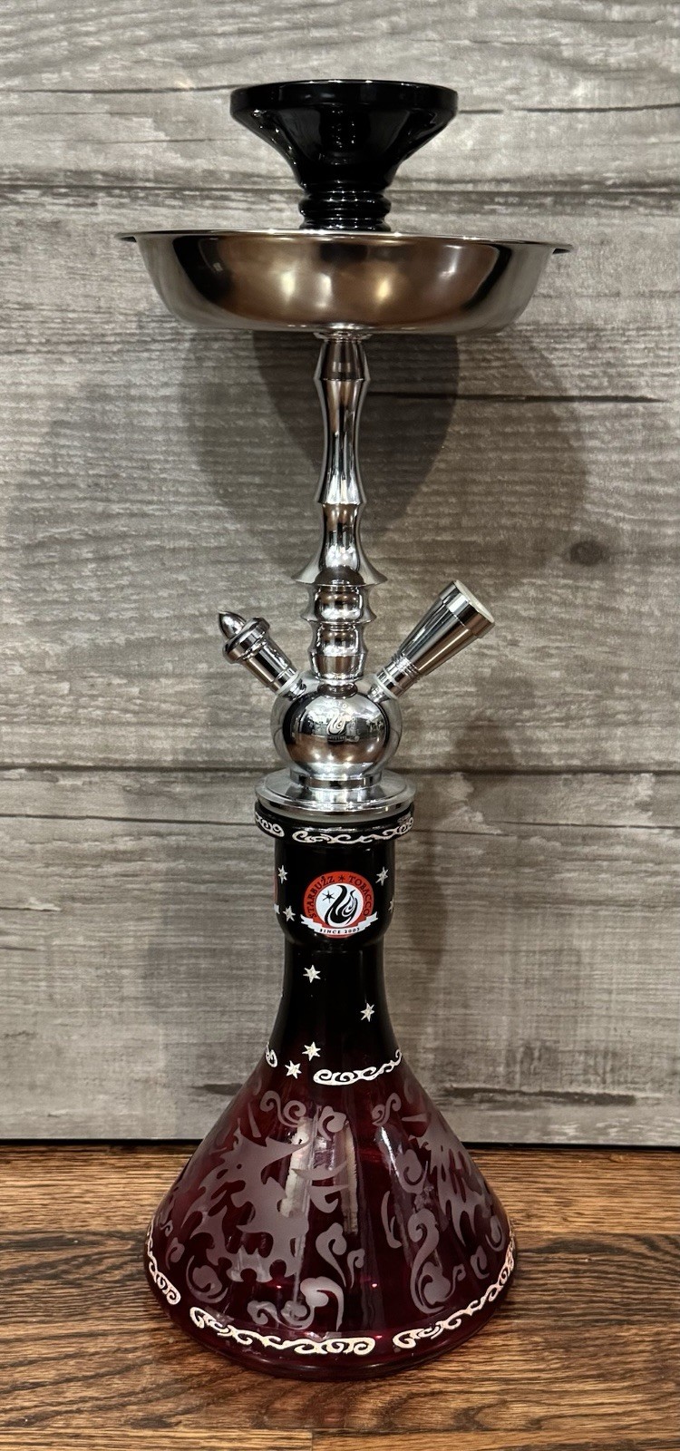 Starbuzz Unicus 17” Hookah Shisha Water Pipe 1 Hose Complete Set Glass Base Red