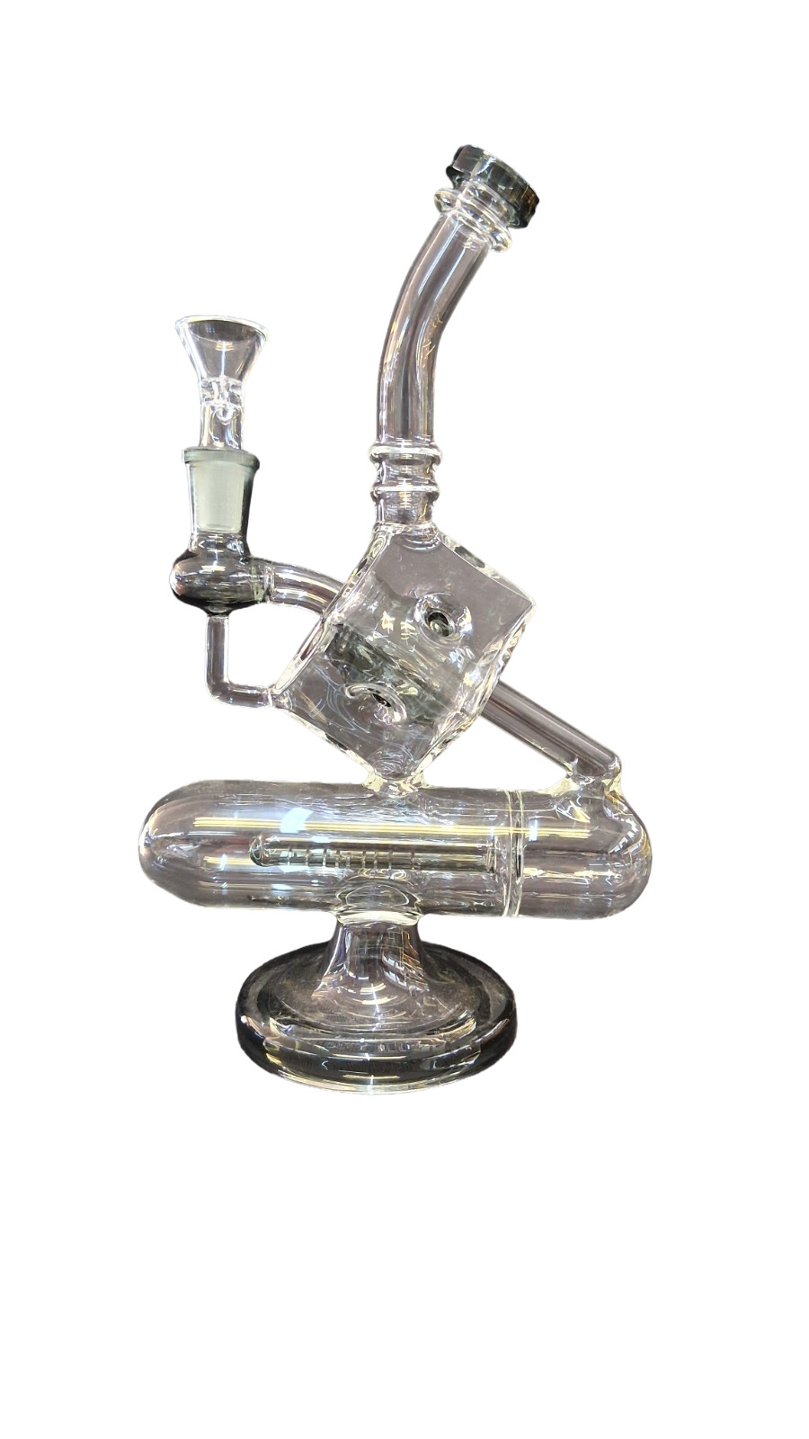 Gassy Glass Water Pipe 10in 14mm Abstract Black