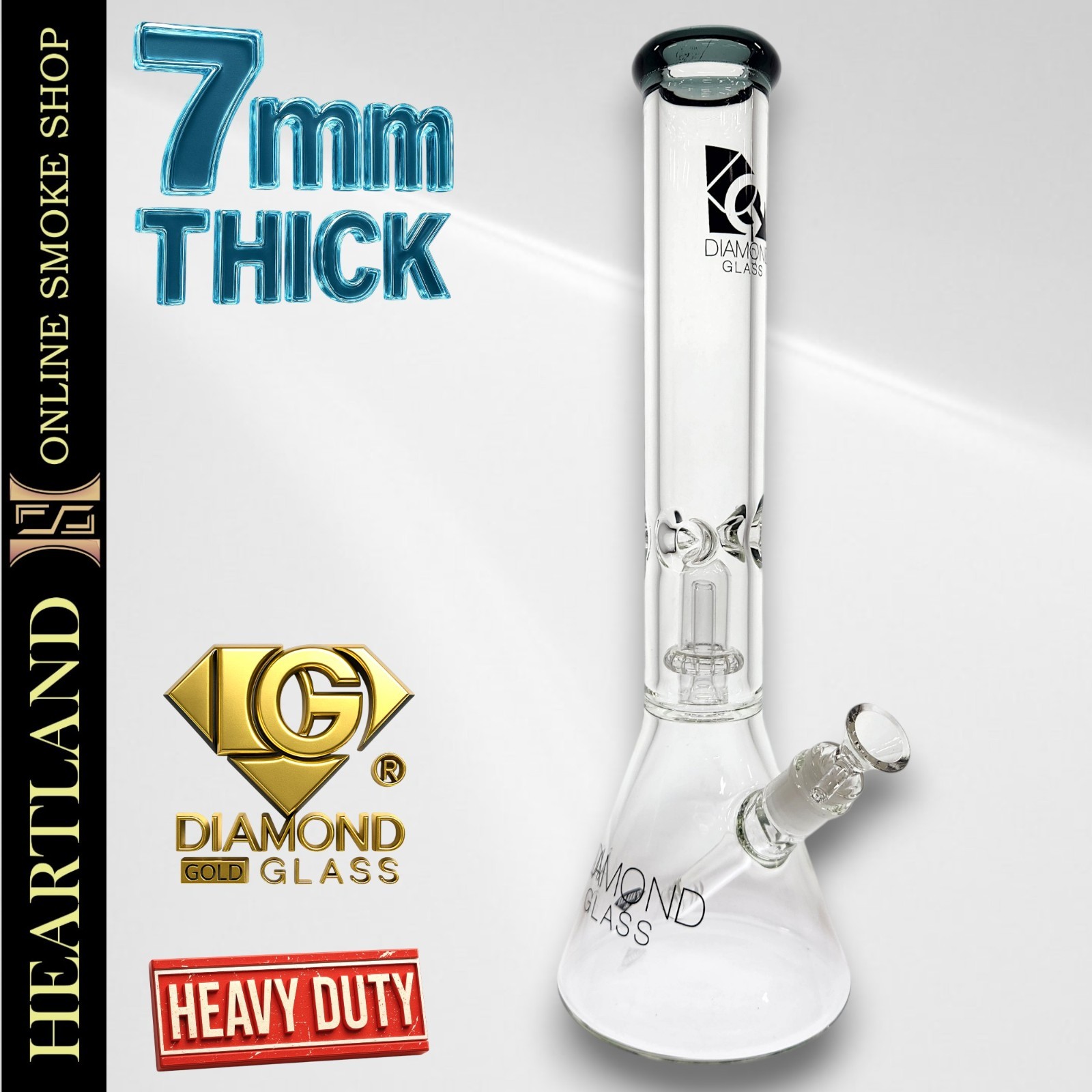 16&Prime; Diamond Beaker Bong High Quality 7mm Thick Glass Water Pipe | SHOWER PERC