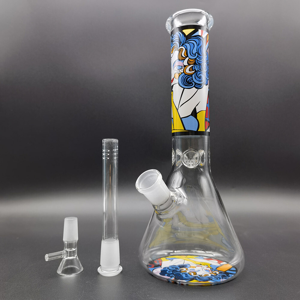 10&Prime; Pretty Woman Printed Water Pipe Heavy Glass Bong Hookah Hand Pipes Bubbler