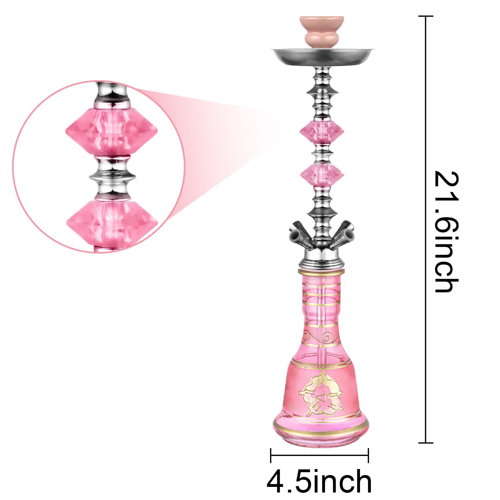 Hookah Set 4 Hose 21 » Shisha with 1 Count (Pack of 1), Pink