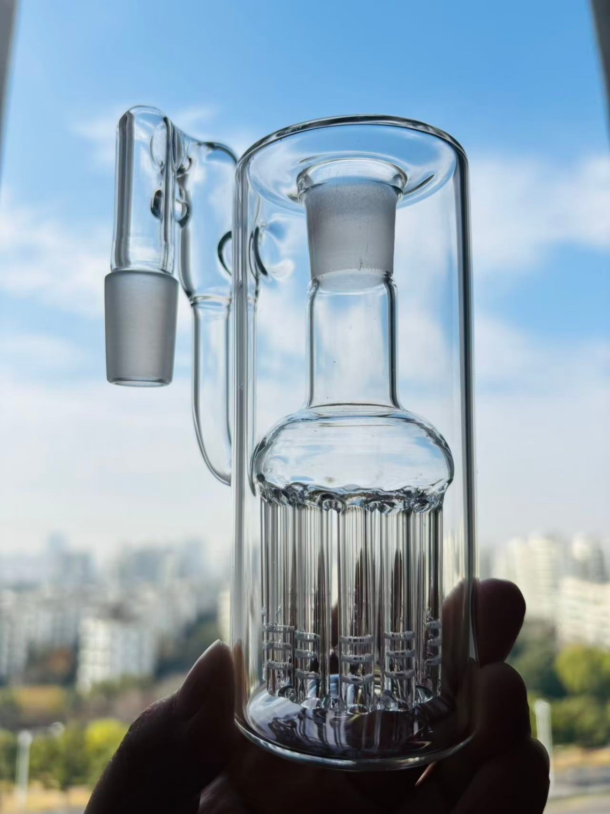 ash catcher 18MM Multiple tree branches bong 90 degrees glass recycle rig thick