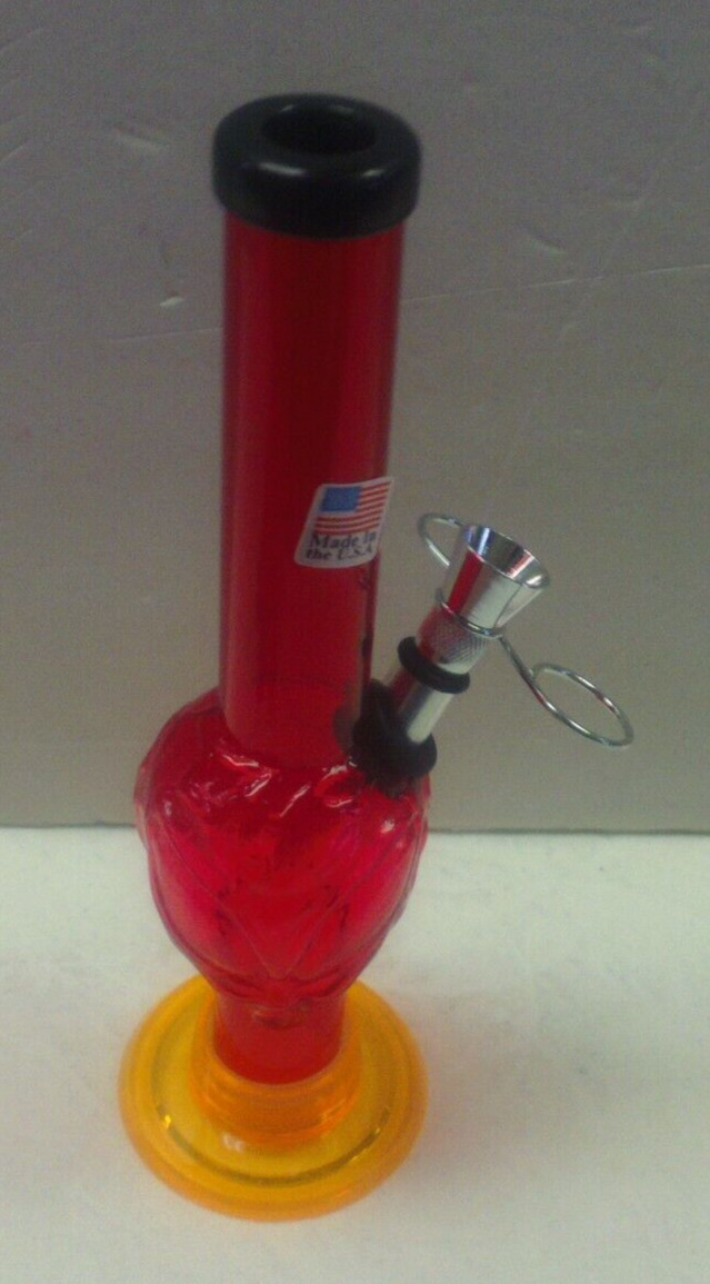 8&Prime; ACRYLIC PLASTIC ALIEN HEAD BUBBLE HOOKAH WATER PIPE BONG PULL CARB RED 1&Prime;M