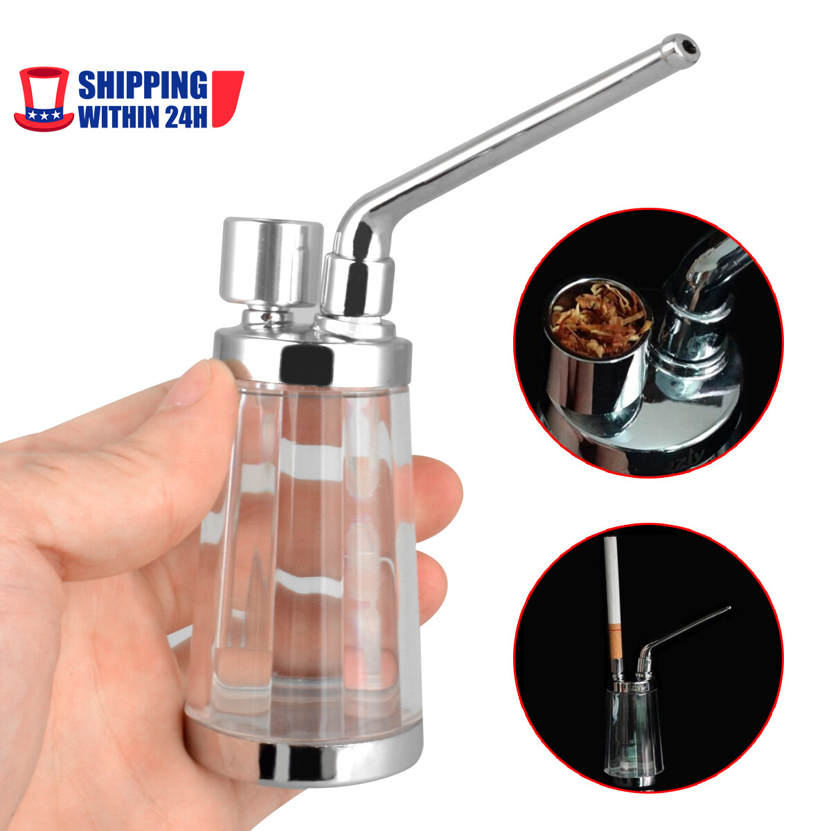 4.53inch Mini Glass Bong Water Pipe Smoking Bong Beaker + cigarette holder