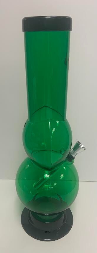 12&Prime; PLASTIC STRAIGHT BUBBLE W/ FLAT BUBBLE WATER PIPE BONG THUMB CARB CLEAR 2&Prime;M