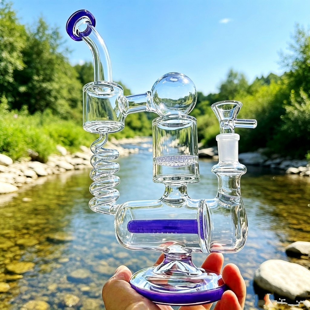 Coil Honeycomb For Glass bong Recyler Rigs lavende smoking water pipe 11.7”