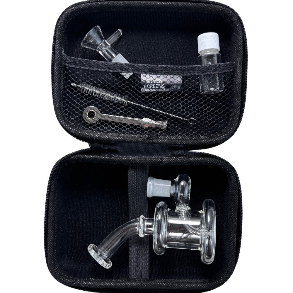 4.5 » Glass Bong Diffused Water Pipe Smoking Tobacco Hookah Bubbler W/Tool box