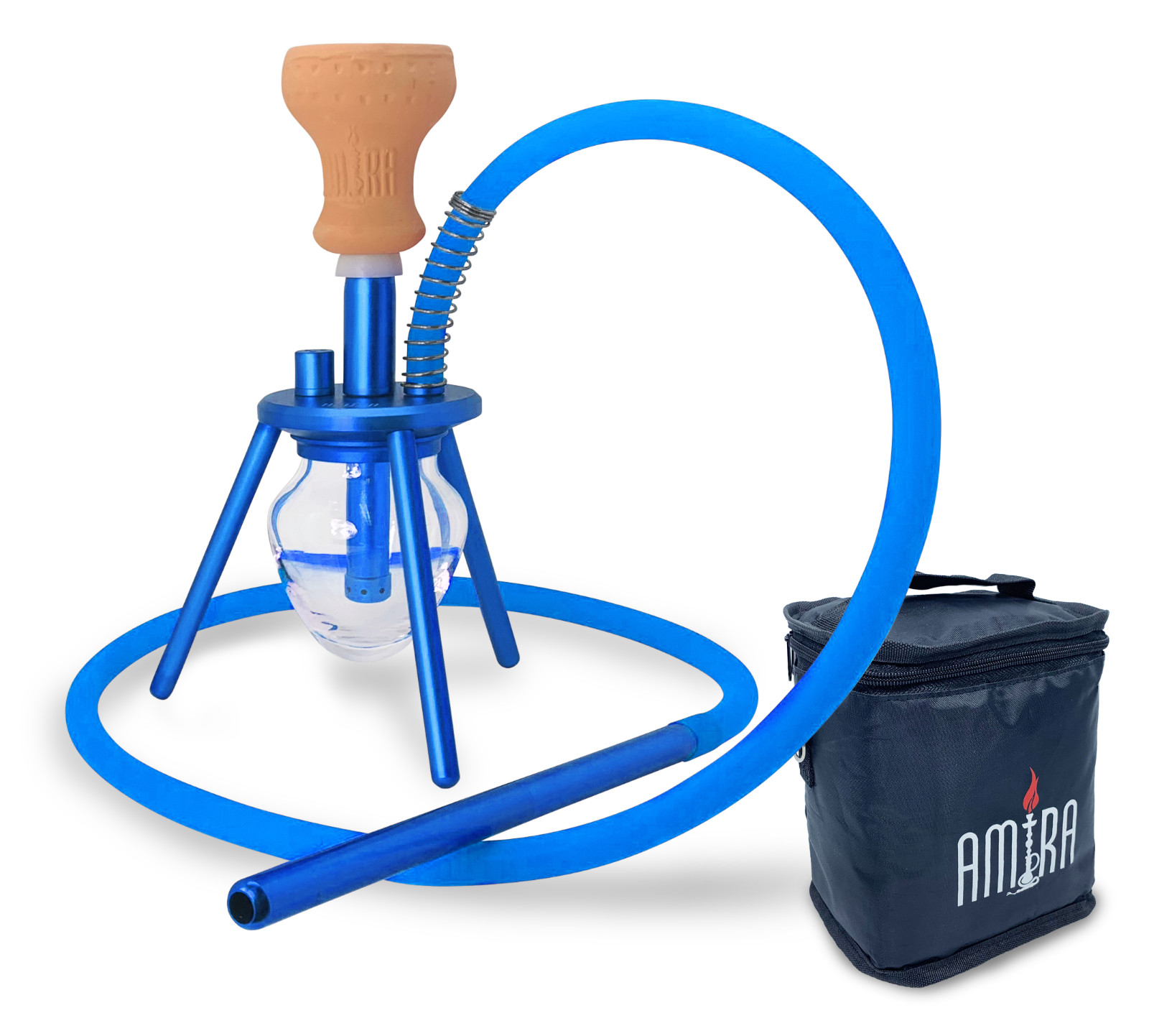 Amira Hookahs Spider Blue 1 Hose Hookah Shisha in Travel Bag
