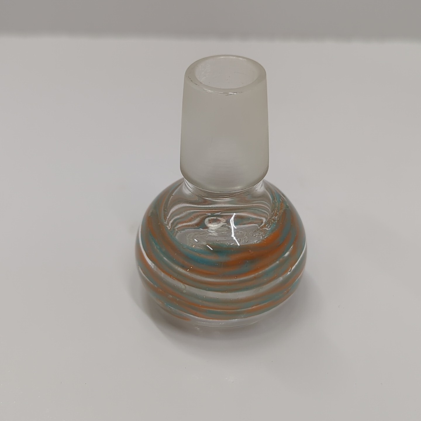 18mm Male Blue & Orange Glass Tobacco Water Pipe Bubble Bowl Replacement Piece