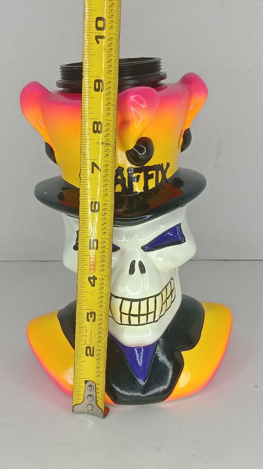 VTG Graffix Bong Base-Killer Paint-RARE 90s Ceramic Skull Jester-Screw Top READ