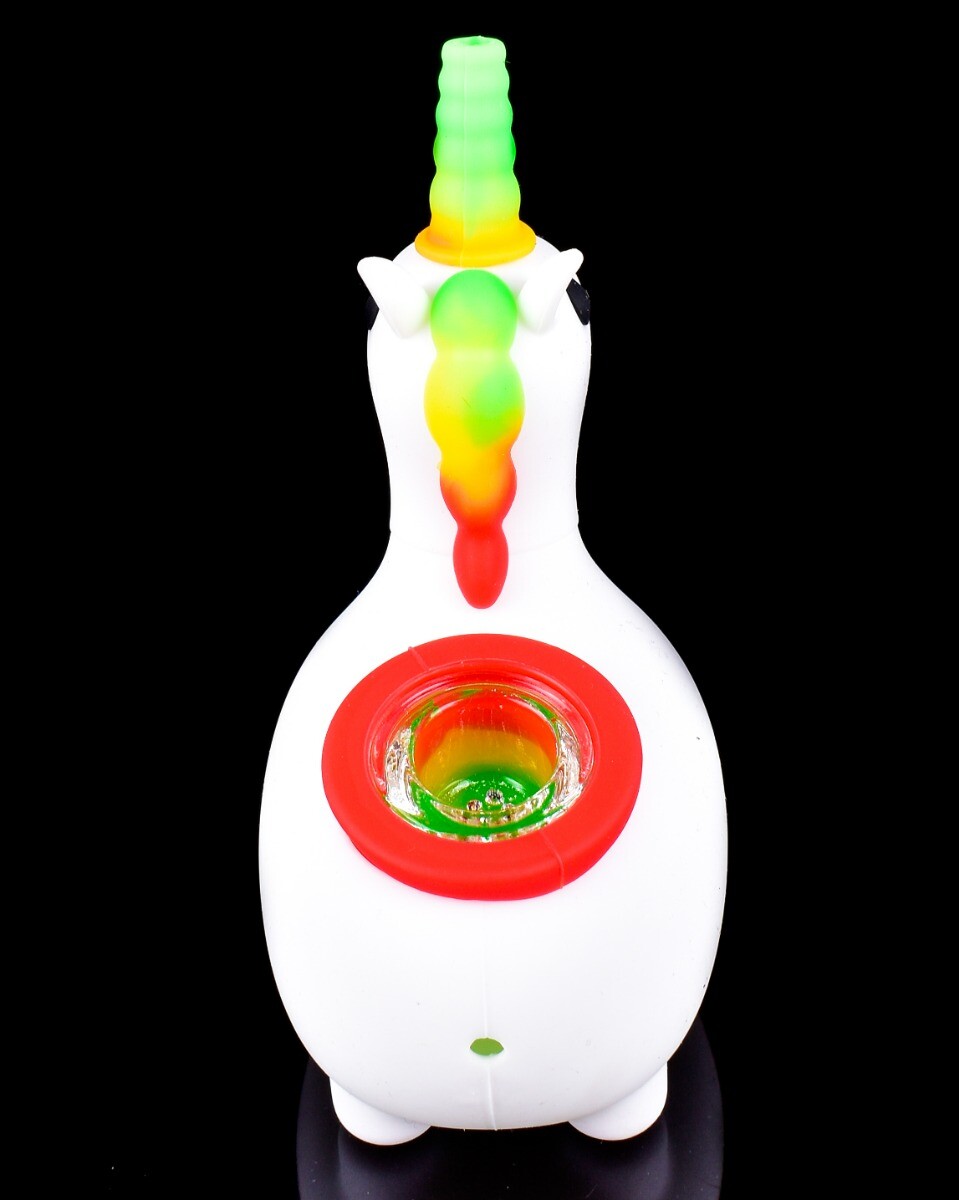 CUTE Bong MINI Glass Water Pipe Silicone Bong WHITE Bongs Girly Bong *USA*