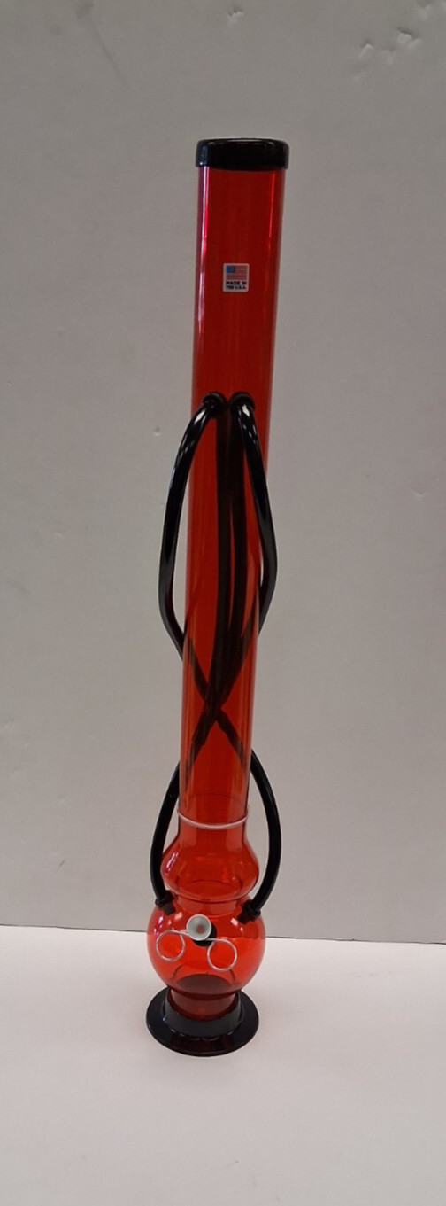 24&Prime; ACRYLIC PLASTIC DOUBLE CHAMBER BUBBLE WATERPIPE BONG PULL BOWL RED 2&Prime;M